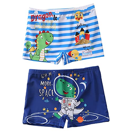Vobozeany 2pcs Maillot de Bain Garçon Été Séchage Rapide Slips de Bain Garçon avec Motif Cartoon Dinosaure Boxer de Piscine Plage Boxer de Natation Cover