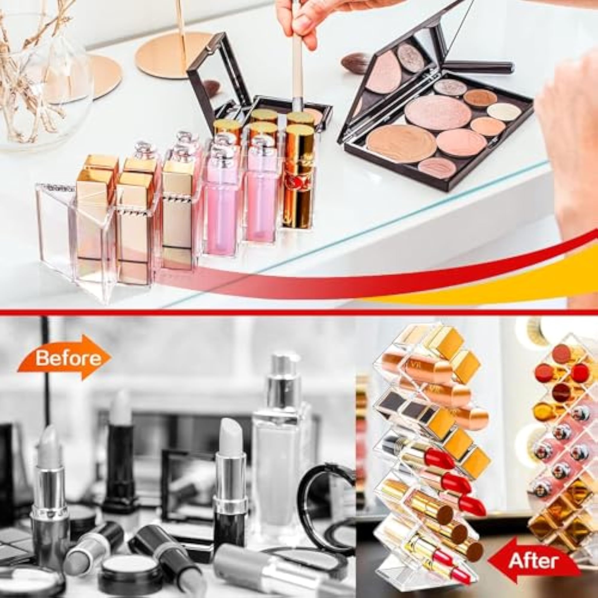 Lipstick Organizer Stackable Transparent 16 Compartment Tower