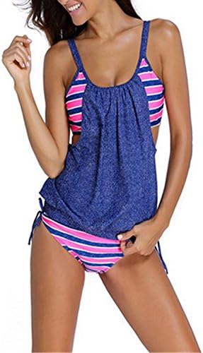 New Striped Swimsuit Tankini Women Push Up Sport Two Piece Plus Size Bikini
