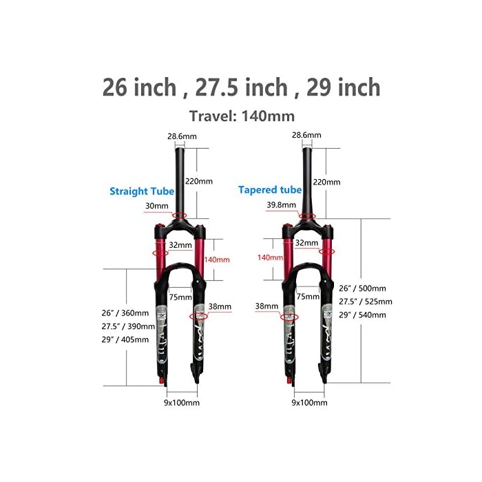 LvTu Air Mountain Bike MTB Front Fork 26 27.5 29 inch 140mm Travel - Image 3