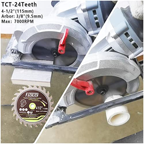 Fachlich 4-1/2" Circular Saw Blades Set,6Pcs Hss/Tct/Diamond Saw Blades For Cutting Wood Metal Plastic Tile 3/8 Inch Arbor #TOP3
