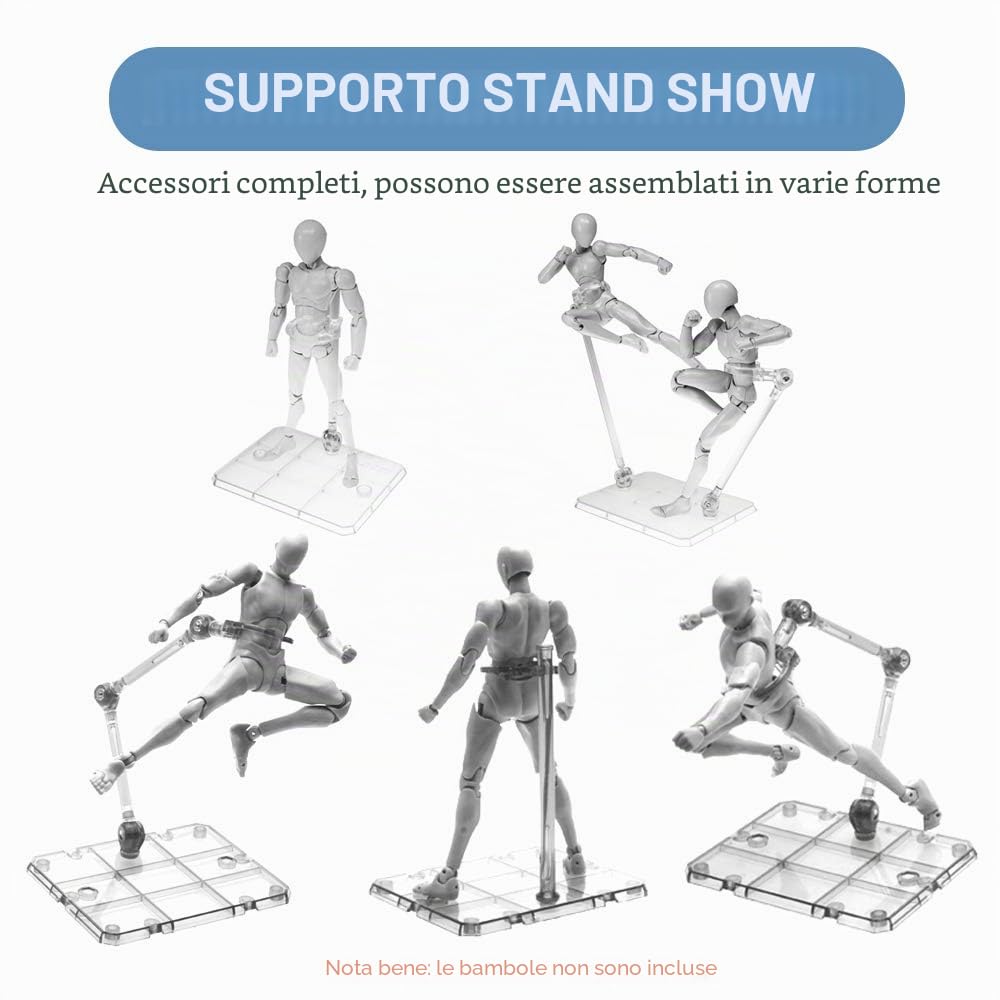 Supporto Figura, Figura di Supporto, 10PCS Supporto per Action Figure Con 1 PCS Cacciavite, Trasparente