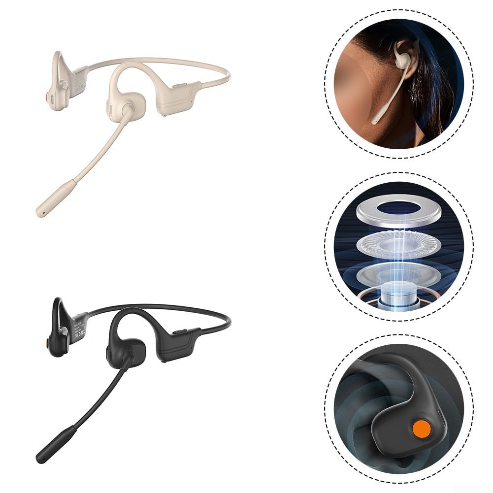 Casque à oreilles ouvertes avec micro pour course à pied, cyclisme en toute sécurité (noir)