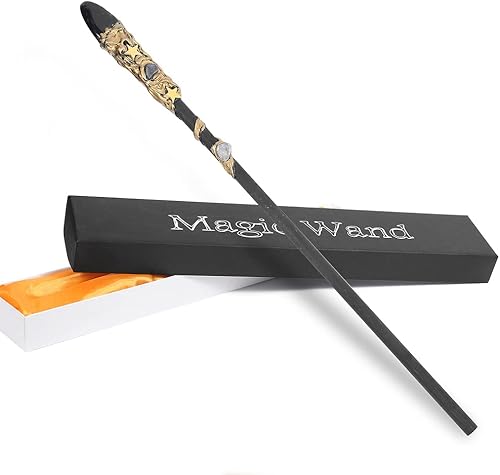 Bubbmi Varita mágica de bruja de cristal negro, mago de piedras preciosas para Halloween, Navidad, accesorios de cosplay, colección de hechicero,