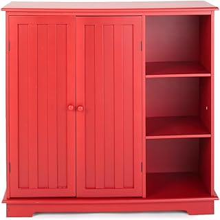 The Lakeside Collection Beadboard Wooden Storage Cabinet 30" H - Barn Red