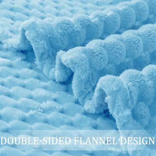Image of Exclusivo Mezcla Fleece Throw Blanket for Couch, Extra Large Fuzzy Blue Bed Blankets, Soft Cozy Plush Sofa Throws for All Seasons, 50x60 Inches