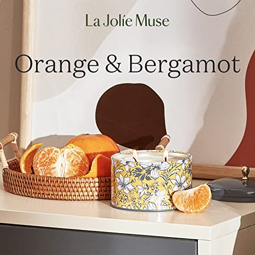 La Jolie Muse Orange & Bergamot Scented Candle, 100% Natural Citrus Candle For Home Scented,50 Hours Long Burning, Aromatherapy Candle Gift For Women, Tin, 14.1 Oz #TOP1