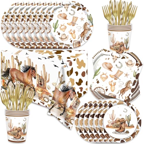 141Pcs Western Cowboy Birthday Party Decorations for 20 Guests -