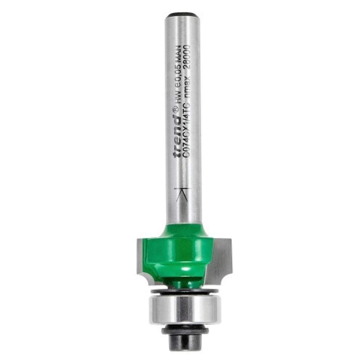 Trend CraftPro frez zaokrąglający z prowadzeniem do frezarki górnowrzecionowej, trzpień 1/4 cala, promień 2 mm, długość cięcia 9,5 mm, zawiera wiele łożysk, węglik spiekany (TCT), C074CX1/4TC