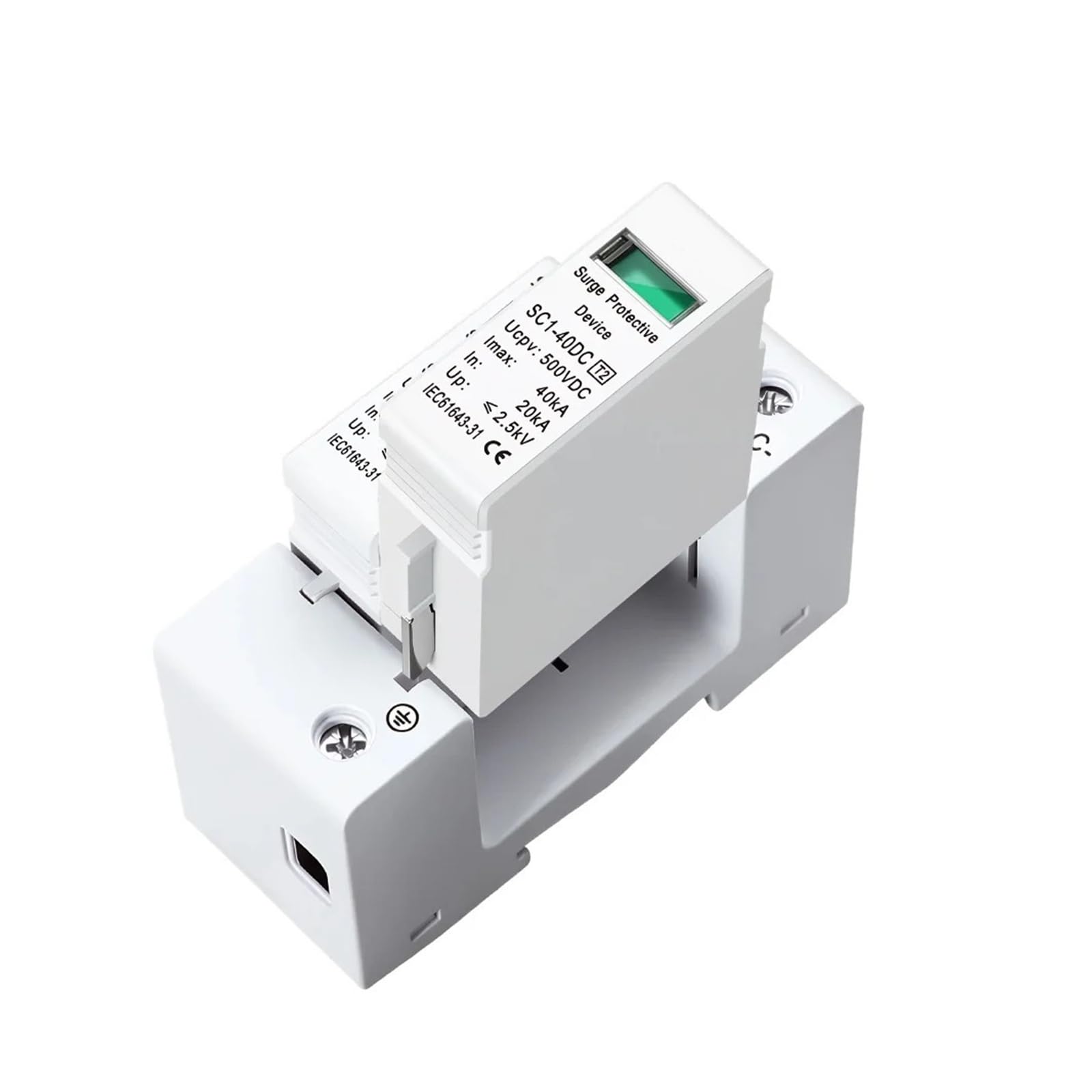 2P DC Surge Protector SPD Protection Device 500V 600V 1000V Voltage Photovoltaic Lightning Arrester(500V)