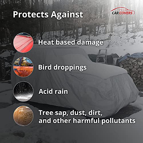 Platinum Shield Weatherproof Car Cover Compatible With 1983 Renault Le Car Hatchback 4 Door - Outdoor & Indoor - Protect From Water, Snow, Sun - Fleece Lining - Cable Lock, Storage Bag & Wind Straps #TOP2