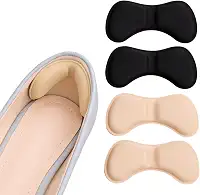 Kit 4 Pares Protetor Calcanhar Calcanheira Tênis Sapatos Folgados Bege e Preto