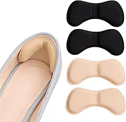 Kit 4 Pares Protetor Calcanhar Calcanheira Tênis Sapatos Folgados Bege e Preto