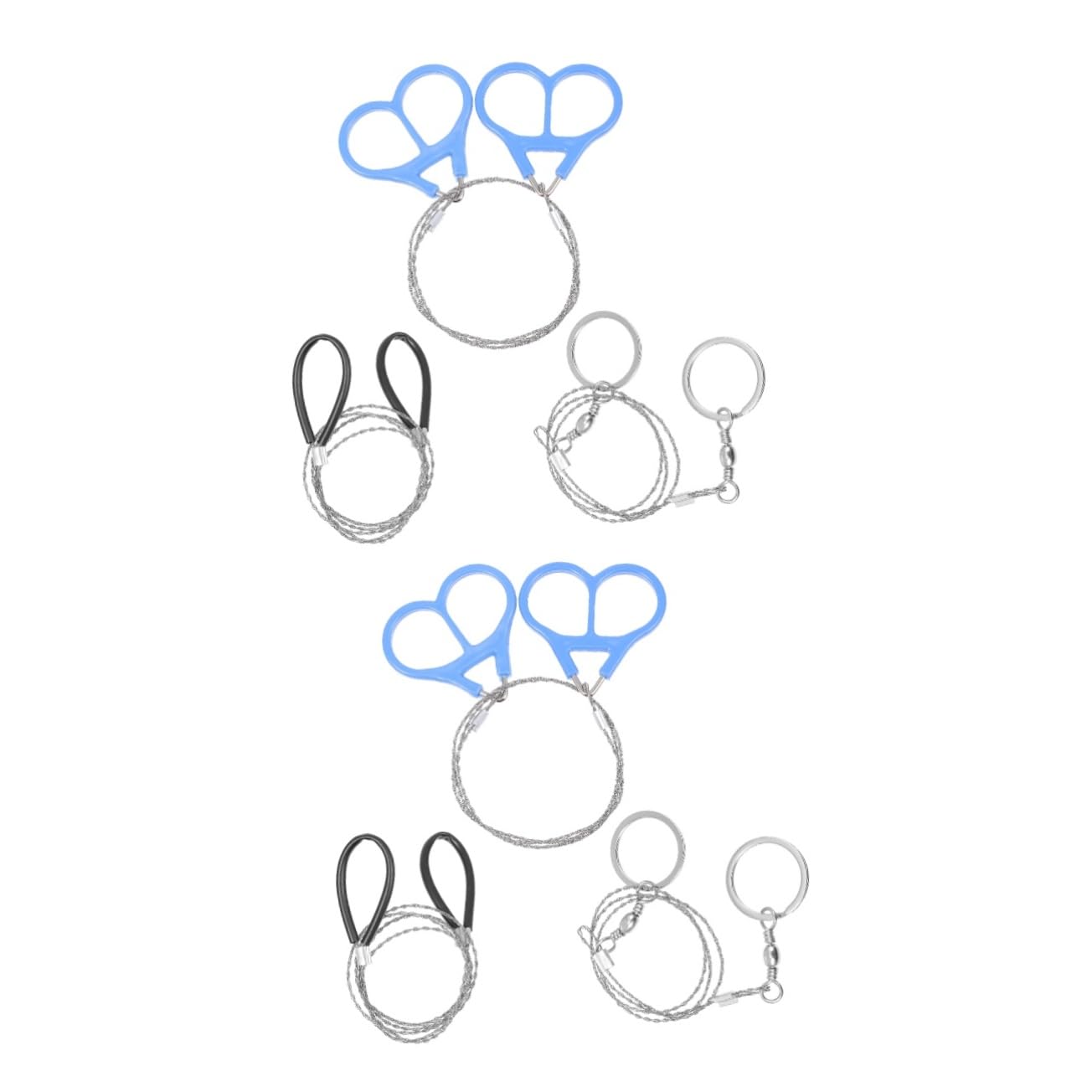 Mikikit 2sets Gear Kit Stainless Steel Wire Saw for Cutting Wire Tree Branches Camping Chain Ropes 3pcs*2