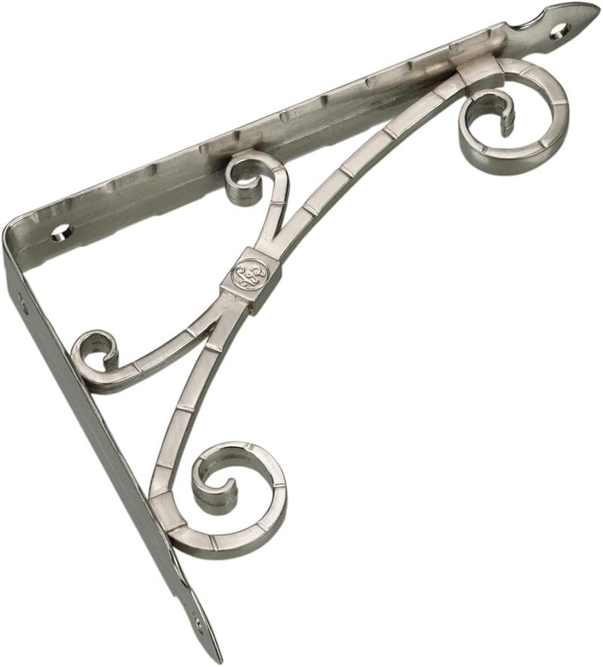 Richelieu Hardwear 4975NB070V Onward 7-1/16 in. (180 mm) x 5-1/2 in. (140 mm) Traditional Decorative Shelf Bracket, Brushed Nickel Finish
