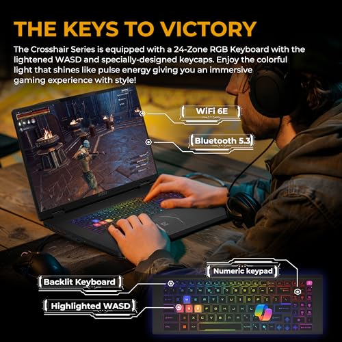 Image of msi Crosshair 18 HX AI 18 inch 240Hz Gaming Laptop, Intel Ultra 9 275HX, NVIDIA RTX 5070 8GB GDDR7, 64GB DDR5 RAM, 3TB Storage (2TB SSD&1TB Docking Station), RGB Backlit Keyboard, Win 11 Pro, Black
