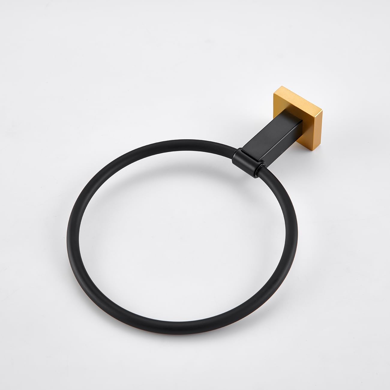 Miyili Towel Ring Stainless Steel Bathroom Hand Towel Holder Round Style Towel Rack Wall Mounted Black & Gold, D02BG