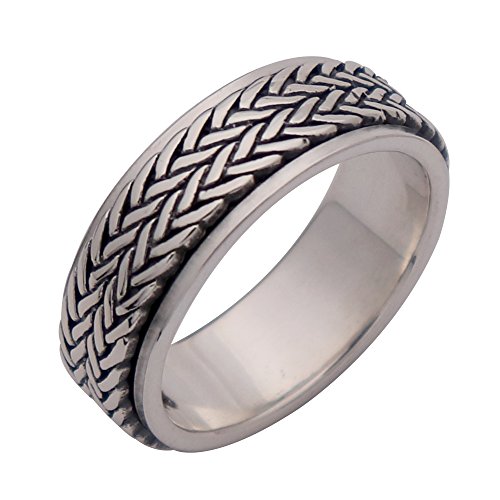 Anillo Trenzado de Plata de Ley 925, Anillo Giratorio antiestrés, Anillo de ansiedad para Hombres y Mujeres, tamaño 7,5-11,5