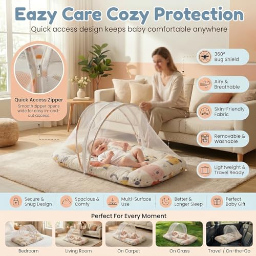 Image of StarAndDaisy 3 in 1 Baby Mosquito net for Sleeping - Newborn Mosquito net for Newborn Baby / / Washable Cotton Design, Soft and Comfortable Bed -Lion Print