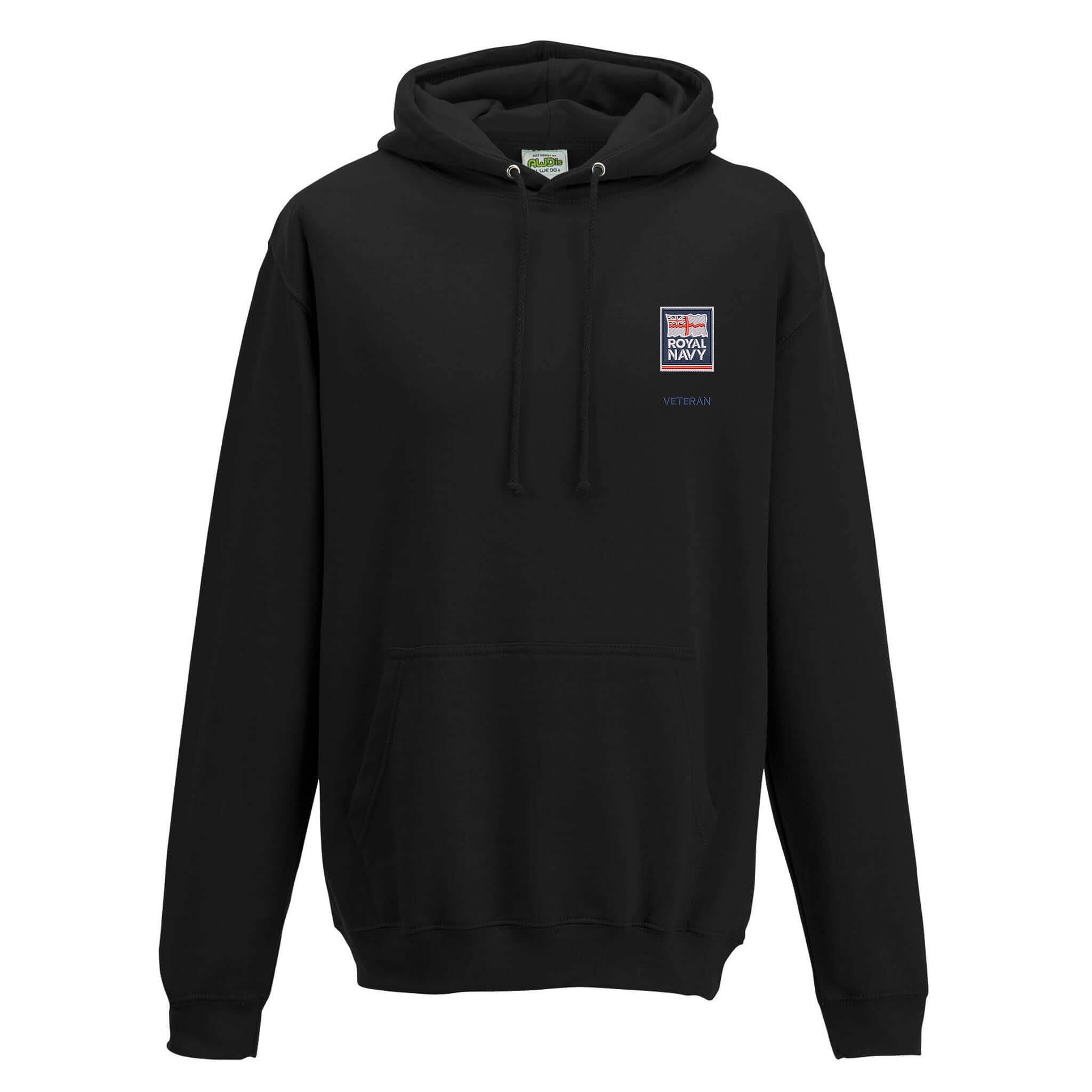 The Military Store Men's Black Royal Royal Navy Veteran Embroidered Hoodie, 5X Large