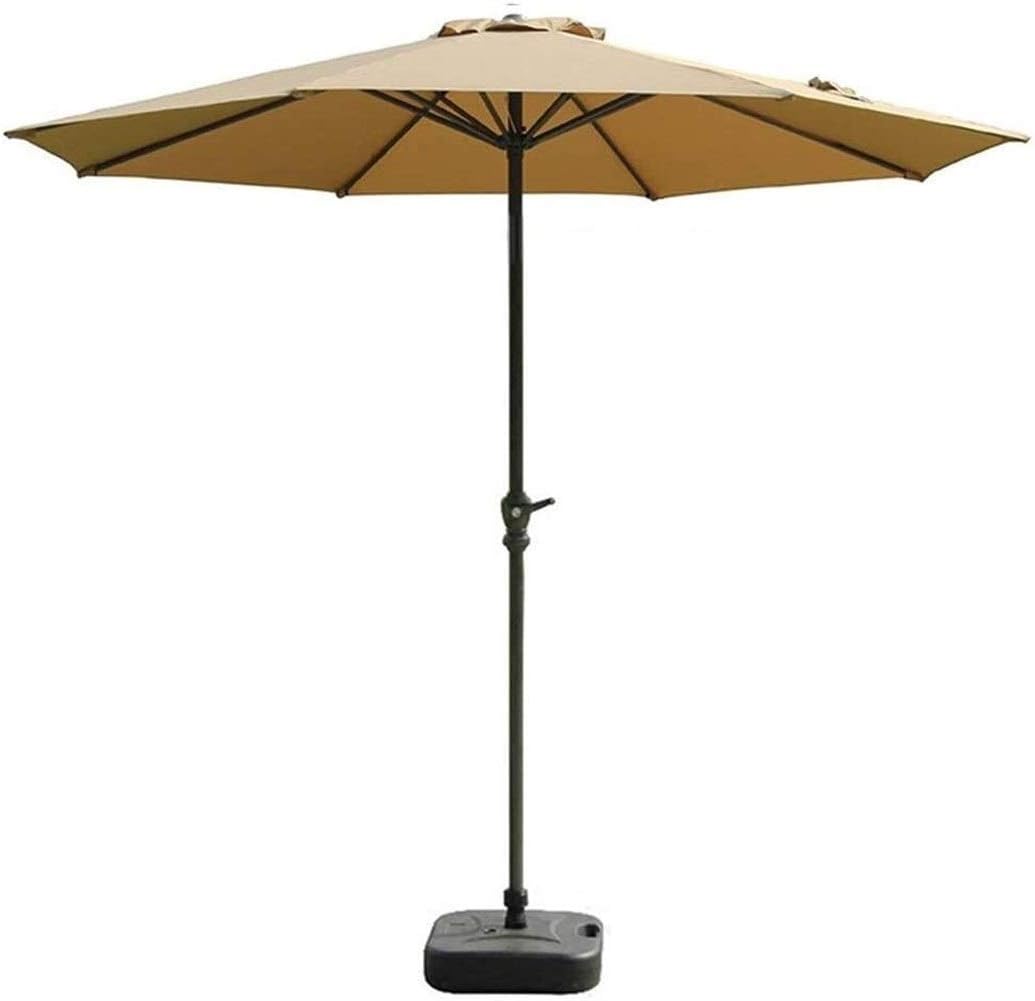 Outdoor Garden Parasols 9' Parasols Outdoor Patio Table Umbrella Khaki - Garden Umbrella with Crank and 8 Sturdy Ribs, for Deck, Backyard and Pool Sid