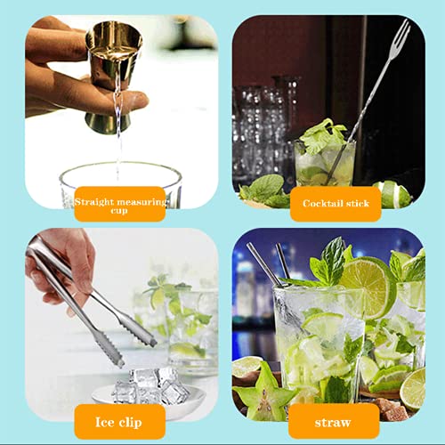 Bar Set, 19 Stuk Roestvrijstalen Cocktail Shaker Bar Tools, Met Roterende Displaystandaard, Premium Barting-Kit Voor… - Afbeelding 6