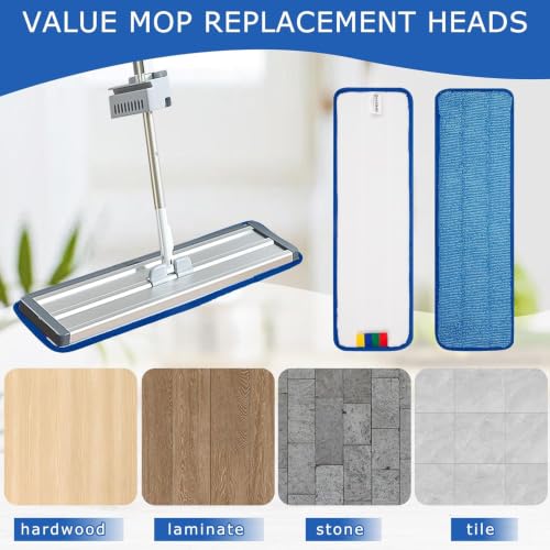Image of 24 Pack Replacement Microfiber Pad - Thick - Universal Commercial 17-18 Inch Mop Head- Heavy Duty - Wet & Dry Cleaning Refills Reusable Mop Refills Fit for Most Microfiber Flat System