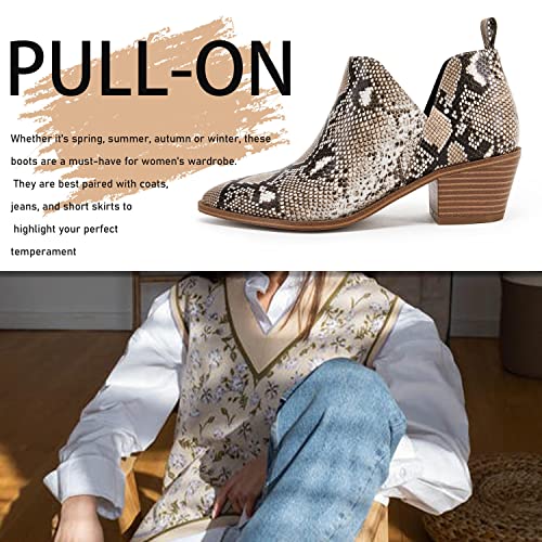 Laicigo Womens Chunky Stacked Low Heel Ankle Boots V Cut Pointed Toe Animal Print Chelsea Booties #TOP2