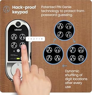 Lockly Vision Smart Lock, HD Video Doorbell Smart Locks for Front Door, Fingerprint Door Lock, Touchscreen Keypad, App Control, No Monthly Fee, Auto Lock