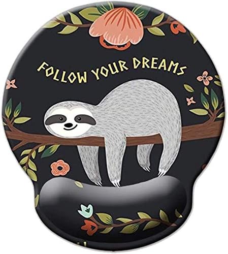 Memory Foam Mousepad with Wrist Support Design Ergonomic Mouse Pad Comfortable Wrist Rest Non-Slip PU Base Mouse Mat (Baby Sloth-Foam Wrist)