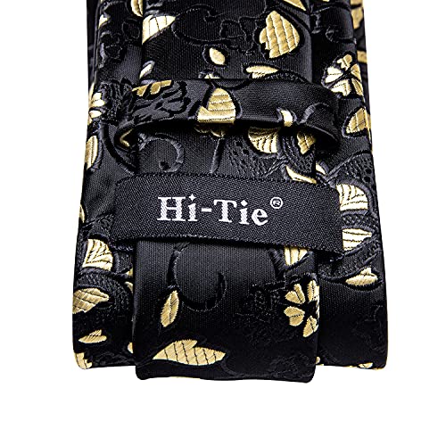 Image of Hi-Tie Men Ties Sets Silk Stripe Paisley Necktie Pocket Square Cufflinks for Business Wedding