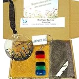 Juego de regalo para el día de la madre mamá – Toallitas desmaquillantes de bambú + atrapasueños de cristal mamá + llavero, hecho a mano, Francia – Cero residuos – Tonos naturales