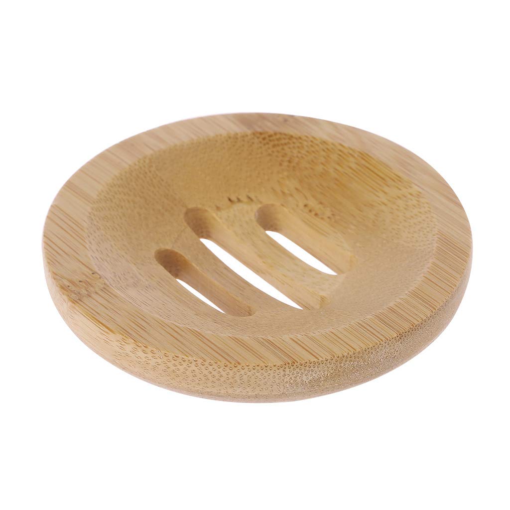 YUOIUX Soap Rack Natural Wooden Soap Tray Holder Round Shape Container Storage Bathroom Stand Rack Kitchen Sponges Scrubber Dishes
