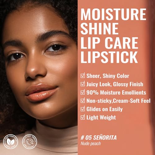 2. Bild von Oulac Lippenstift und Lip Balm, Nude Lippenpflege Lippenstift, Pflegend, Saftig und Glänzend, Lang Anhaltende Feuchtigkeit und Glanz für Trockene und Rissige Lippen, Vegan (05) Señorita