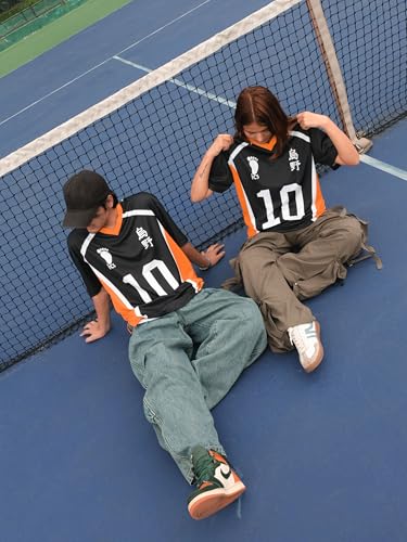 Image of ComicSense Unisex Anime Oversize Jersey T Shirts for Men and Women, Karasuno #10 Printed Anime Jersey Tee