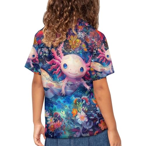 Image of PinUp Angel Funky Casual Hawaiian Shirt Kids Boys Girls Art Oil Painting Animal Pattern Short Sleeve Unisex Beach Shirt