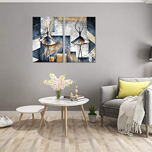 Zlove 2 Pieces Abstract Ballet Dancing Girl Canvas Wall Art Contemporary Ballet Dancer African Style Modern Decorative Artwork For Home Bedroom Living Room Decor 16X24Inchx2Pcs #TOP1