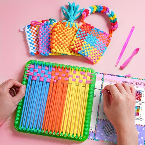 REENLIV Upgraded Weaving Loom Kit Toys for Kids & Adults, DIY Arts & Crafts, Easy Potholder Loom Knitting Activity for Beginners, Ideal Gifts for Girls Ages 5 6 7 8-12 13 Years Old, 252 Craft Loops — view 3