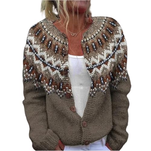 Cardigan Femme Pull de Noel Jacquard Femme Gilet Noël Hiver