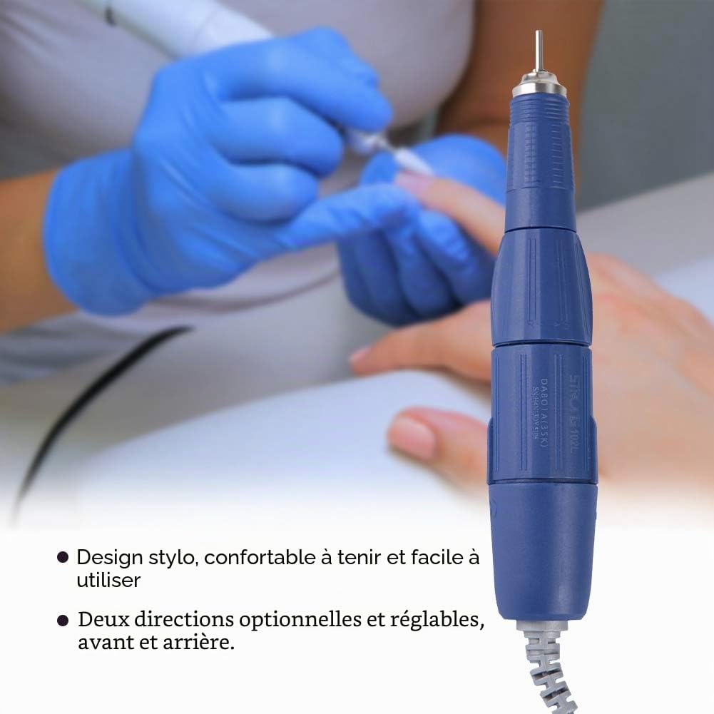 Poignée de Perceuse à Ongles, Machine de Manucure à Ongles électrique, Pièce à Main de Poignée de Perceuse à Ongles électrique 02L-2.35mm pour Machine de Manucure à Ongles (Bleu)
