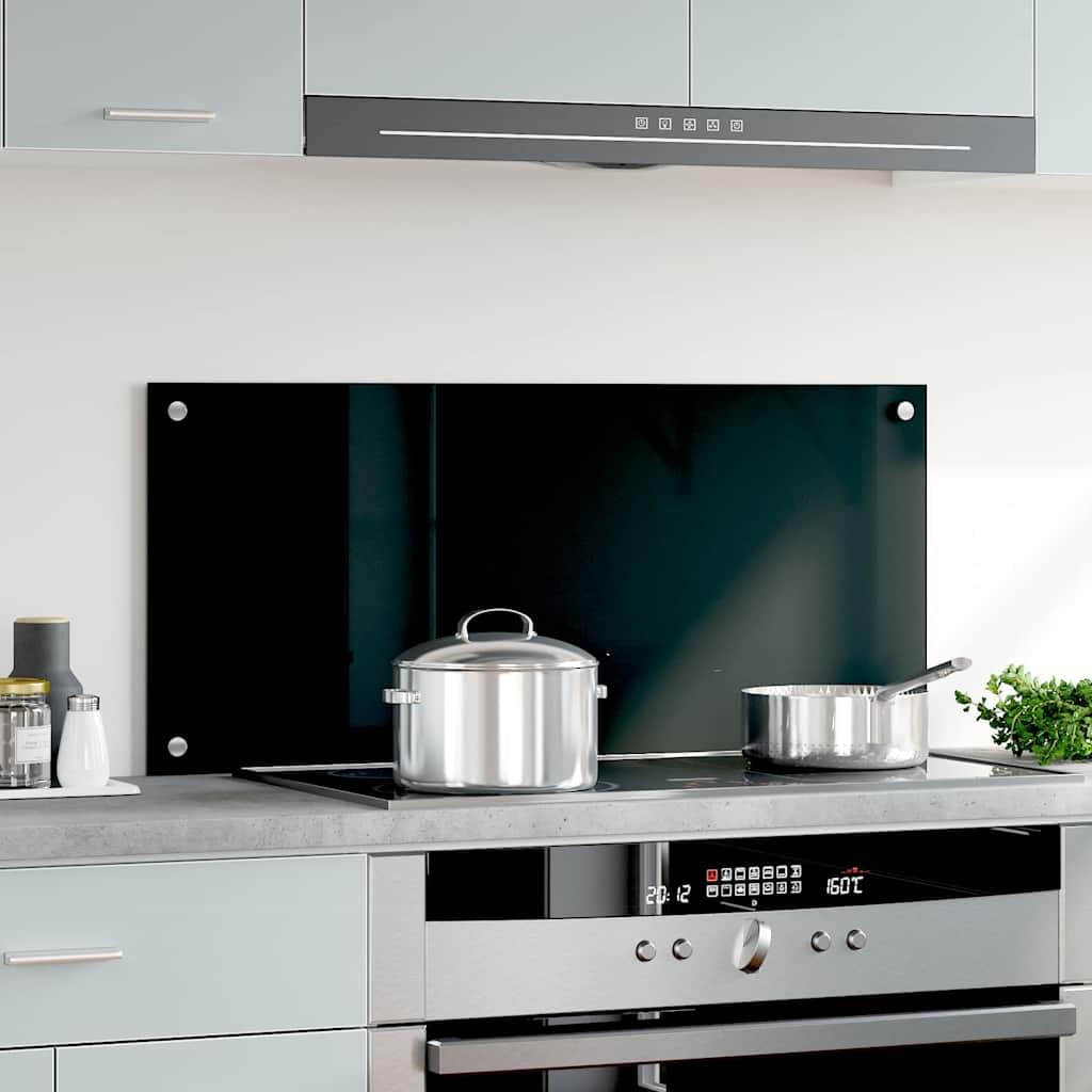 Generico Paraschizzi per Cucina Nero 90x40 cm in Vetro Temperato,Strumenti e Utensili Cucina