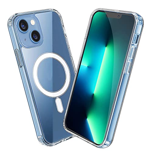 AnVerse Coque Magnétique Transparent Compatible avec Mag Safe pour iPhone 13 Cercle Magnétique Intégrée Ultra Mince Résistant aux Chocs Étui de Protection pour iPhone 13 6,1 Pouces Cover