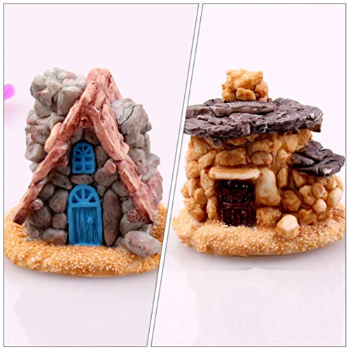 Cabilock 8 peças miniatura de paisagem de jardinagem micro casas de pedra, casa de miniaturas de pal