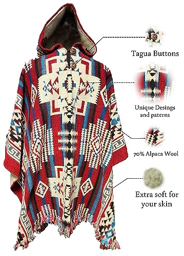 Men Poncho - Alpaca Wool poncho – Warm Ecuadorian Cloak, Thick Western Gaban, Cowboy Serape Shawl, – Clint Eastwood Style3