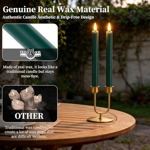 Velas LED verdes de cera auténtica con mando a distancia para decoración en fiestas y bodas 4
