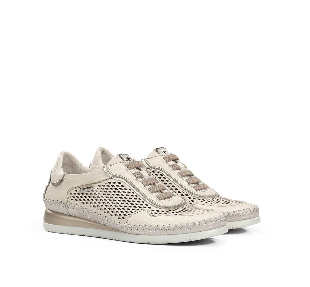 Fluchos - Scarpe sportive,Sneakers in pelle,coulisse elastica,Suola in gomma bianca,Griglia,traforato, per: Donna