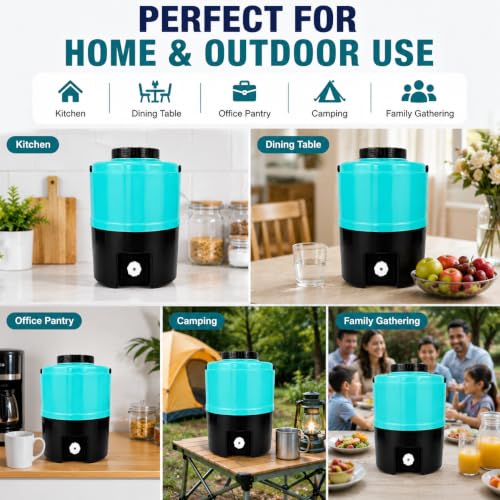Image of Plastic Water Jug | Food Grade | Insulated Water jug Cool Chilled Water Camper jar (Blue & Black, 20 litres)