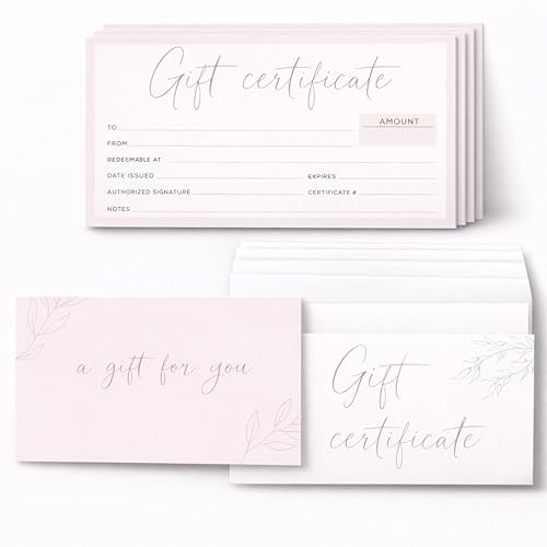 Gift Certificates for Business - Set of 25 with Envelopes