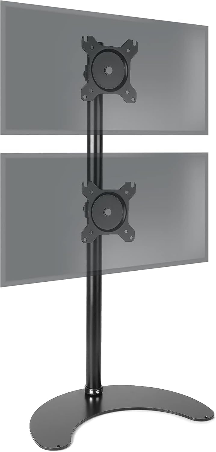 Duronic DM15D2V2 BK Doppio supporto monitor con base d’appoggio | 2 schermi 13”-32” | Altezza regolabile | Capacità 8 kg | VESA 75/100
