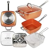 sarten cobre el corte ingles  SARTEN Cuadrada Cacerola Ceramica Cobre Anti ADHERENTE con Tapa Accesorios FREIR
